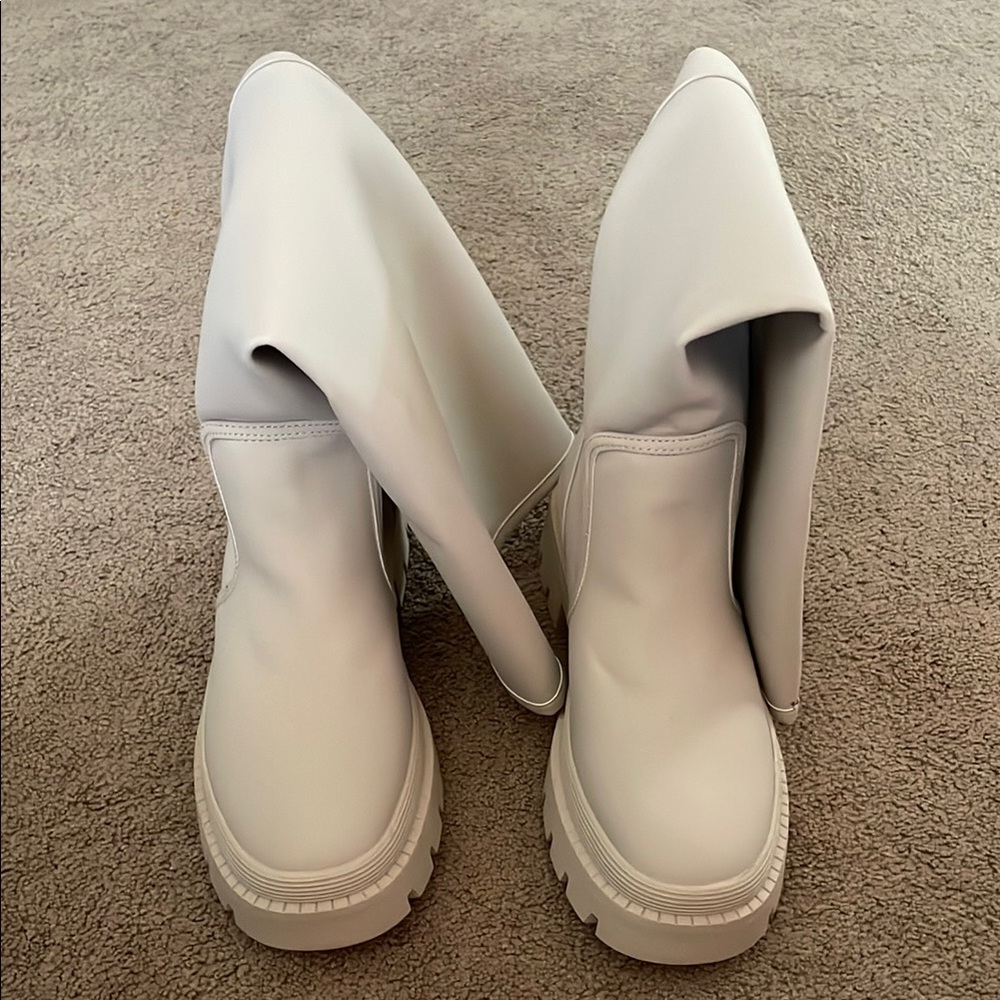 Sandy Beige Rain Boots with Durable Sole